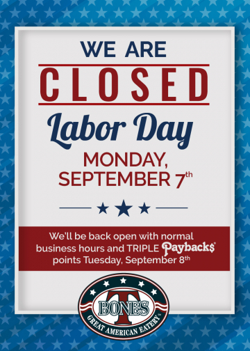 Closed Holiday at T-BONES